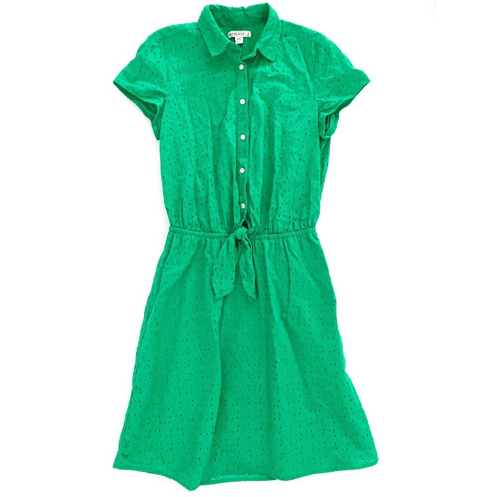 J. Crew Factory Eyelet Collared Tie-Front Dress Size XXS Shirtdress for Women